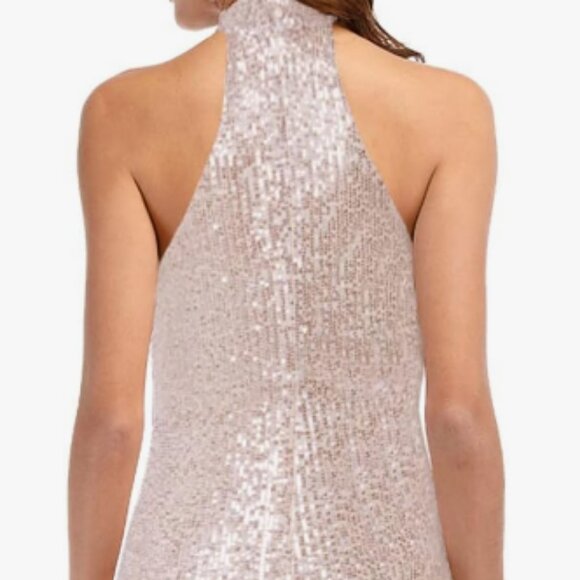 AARFAR Pink Sequin Halter Keyhole Neckline Mini Gown NWT Misses Size XL - Picture 3 of 14